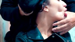 Hot Stepmom In Leather Jacket Loves Long Kisses On The Neck