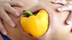 HUGE vegetable anal insertion