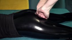 Slowmo! Slapping And Squeezing Tight Ass In Shiny Leather Leggings