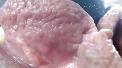 Vibed pink pussy toy fucked up close POV